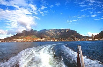 Cape Town Robben Island ferry Table Mountain from Table Bay