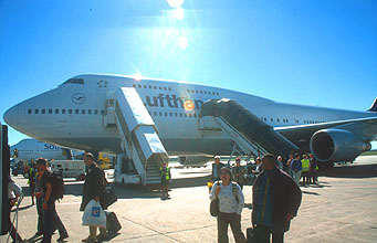 Lufthansa Boeing 747-400 after landing at Cape Town International Airport