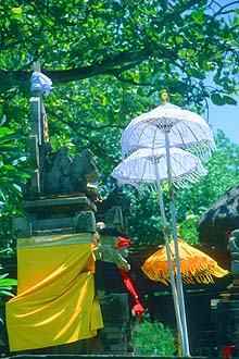 Bali Kuta Legian Beach Hotel Temple with umbrellas