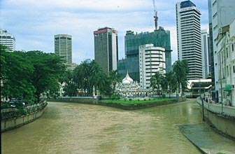 Jamek Mosque and Jamek river after heavy rainfall