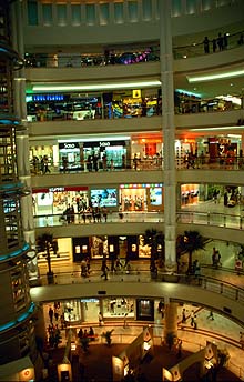 Kuala Lumpur Suria KLCC Shopping Centre interior by night