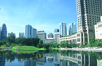 Kuala Lumpur skyline from KLCC park