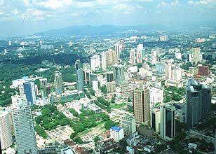 Kuala Lumpur view from KL Tower towards Batu Caves