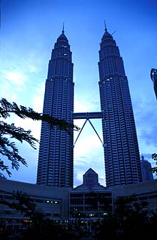 Petronas Towers from park at dawn