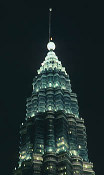 Petronas Twin Towers top by night