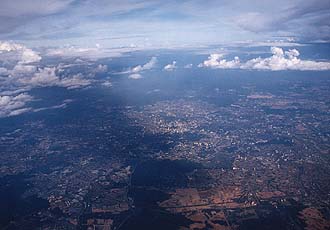 Kuala Lumpur panorama from aircraft