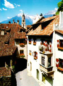 The old center of Meran city, with traditional architecture