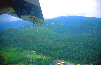 Mulu Airport view after take-off with Malaysia Airlines Rural Air Services Twin Otter aircraft