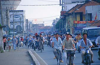 Saigon rush hour with bicycles