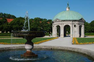 MUC Munich - central Diana Temple with fountain in the Hofgarten park 3008x2000
