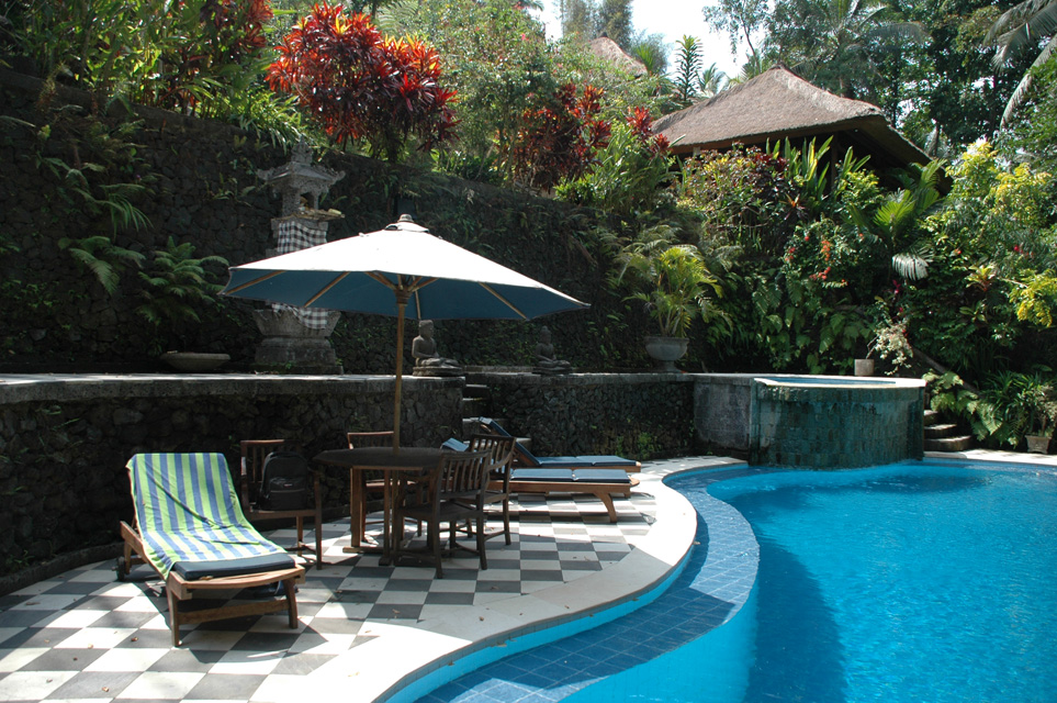 DPS Bali Ubud Bedulu Gubah Bali Exclusive Villas pool with canvas chair 3008x2000
