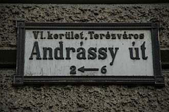 BUD Budapest - Andrassy ut street sign on wall 3008x2000