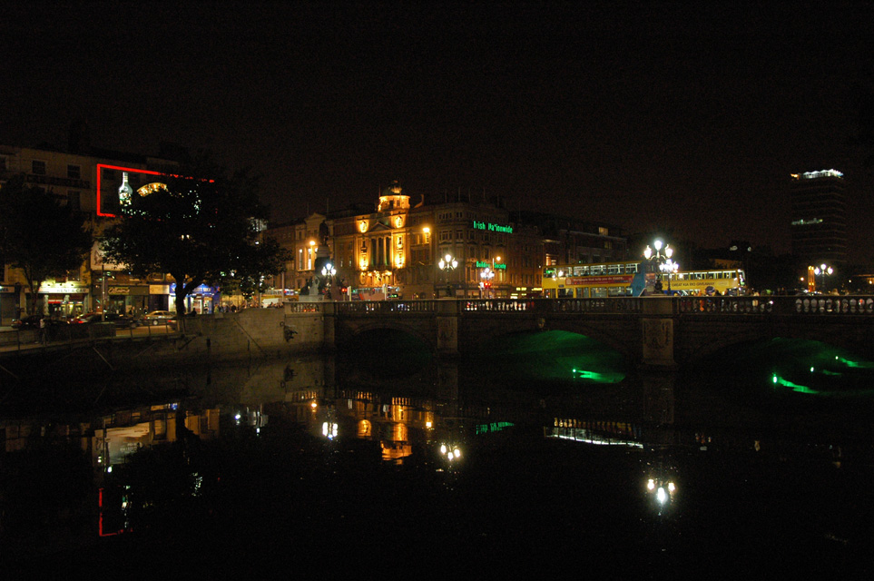 DUB Dublin - O Connell Bridge and Bachelors Walk with River Liffey by night 3008x2000
