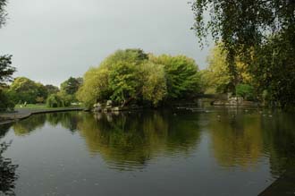 DUB Dublin - St Stephens Green lake with trees in autumn colors 03 3008x2000