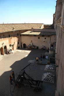 FCO Rome - Castel Sant Angelo courtyard with slingshot and balls 3008x2000