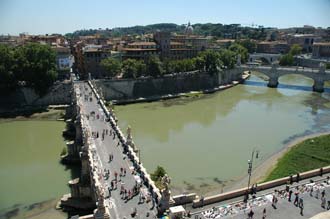 FCO Rome - River Tiber and Ponte Sant Angelo view from Castel Sant Angelo 01 3008x2000