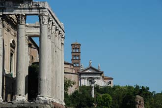 FCO Rome - Roman Forum Romanum - Tempio di Antonina e Faustina with Basilica di SS Cosma e Damiano 3008x2000