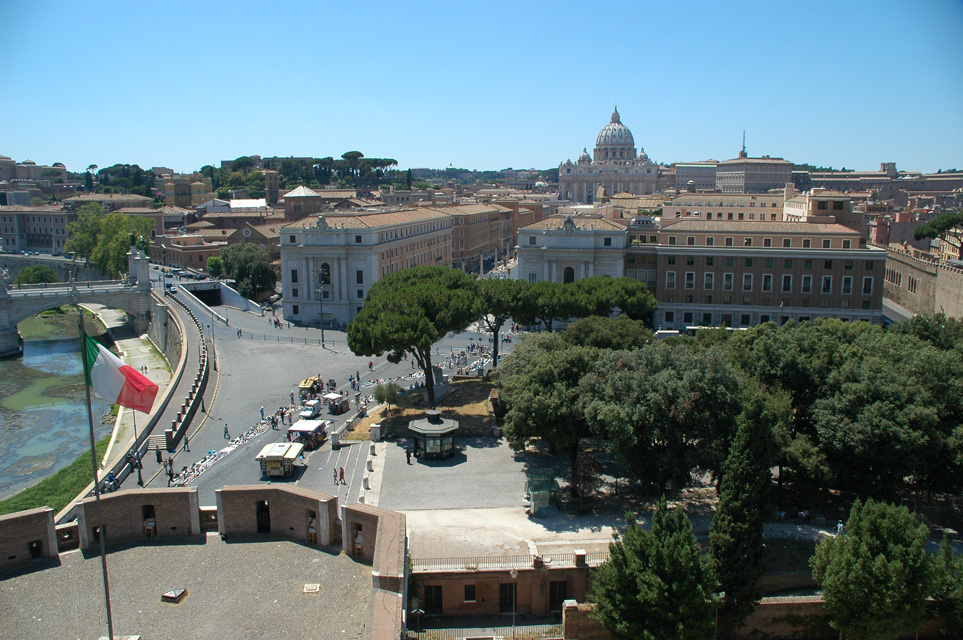 FCO Rome - Piazza Pia and St Peters Basilica view from Castel Sant Angelo 01 3008x2000