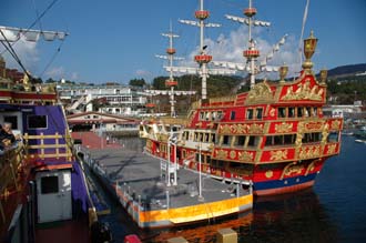 NRT Hakone - pirate ship ferry in Togendai harbour on Ashino-ko lake 3008x2000