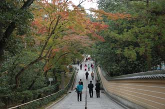 KIX Kyoto - exit path from Kinkaku-ji or Golden Temple with colourful autumn leaves 3008x2000