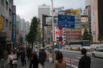NRT Shinjuku Tokyo - busy street scene near Metropolitan Government Offices Towers known as Tokyo Tocho 02 3008x2000