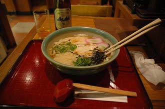 NRT Tokyo - Ramen or big bowl of noodles in a meat broth with Asahi beer bottle 3008x2000