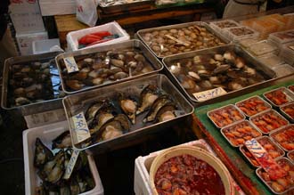 NRT Tokyo - Tsukiji Fish Market mussels 3008x2000