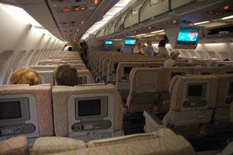 DXB Dubai International Airport - Emirates Airlines Airbus A330-200 aircraft Economy class 01 3008x2000