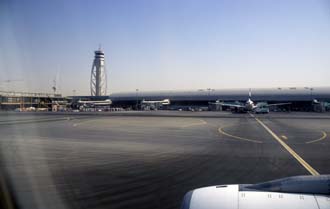 DXB Dubai International Airport - tower with terminal building and tarmac 5340x3400