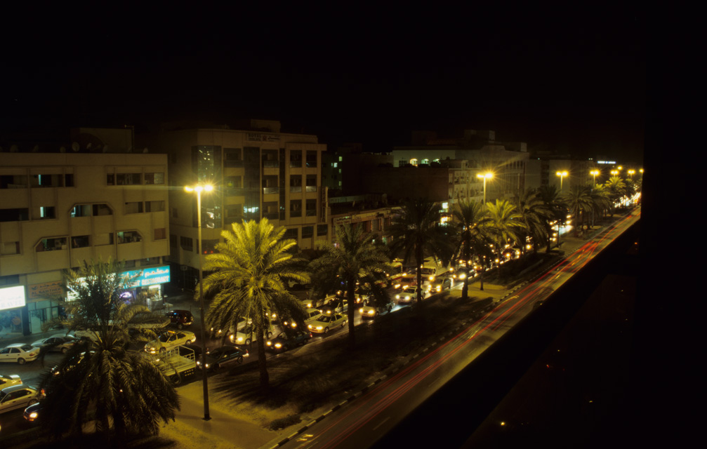 DXB Dubai by night - Omar Bin Al Khattab Road 5340x3400