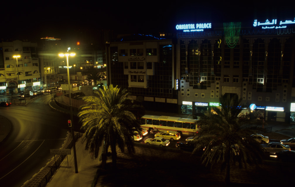DXB Dubai by night - Omar Bin Al Khattab Road near Fish Roundabout 5340x3400