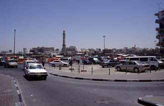 DXB Dubai - parking lot in front of the Deira dhow wharfage with view on Bur Dubai 5340x3400