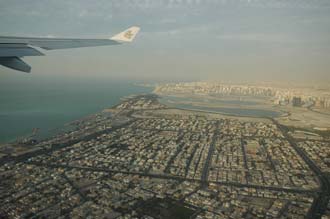 DXB Dubai from aircraft - Al Mamzar residential area and beach, Hamriya Port and Sharjah in the background 3008x2000