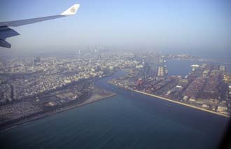 DXB Dubai from aircraft - Port Rashid and Dubai Creek 5340x3400