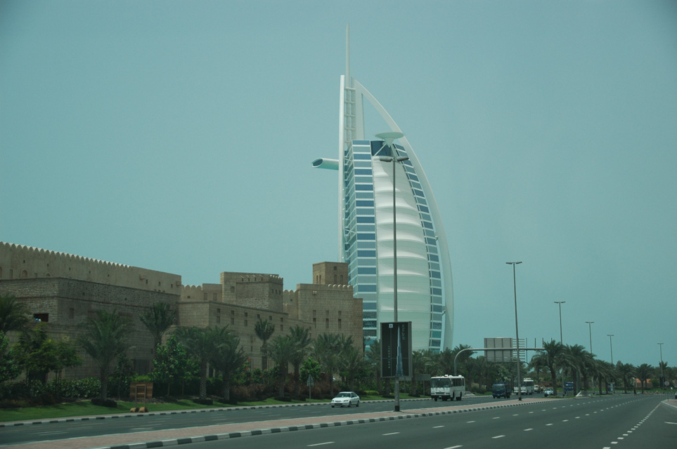 DXB Dubai Jumeirah Beach - Burj Al Arab Hotel from Al Jumeirah Road 3008x2000