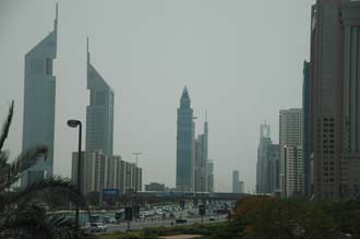 DXB Dubai Jumeirah Beach - Sheikh Zayed Road with the Emirates Towers and The Tower skyscrapers 02 3008x2000