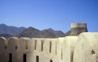 DXB Bidiya - watchtower above Bidiya mosque - panorama from upper floor with Hajar mountain range 5340x3400